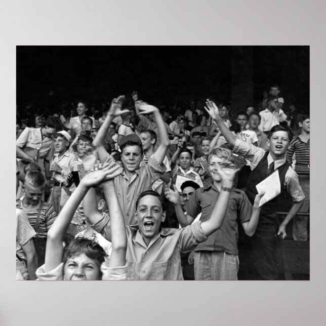 Poster Enfants à un jeu de balle, 1942. Photo de baseball (Devant)