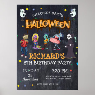 Poster Enfants Amusants Costume Halloween Anniversaire Fê