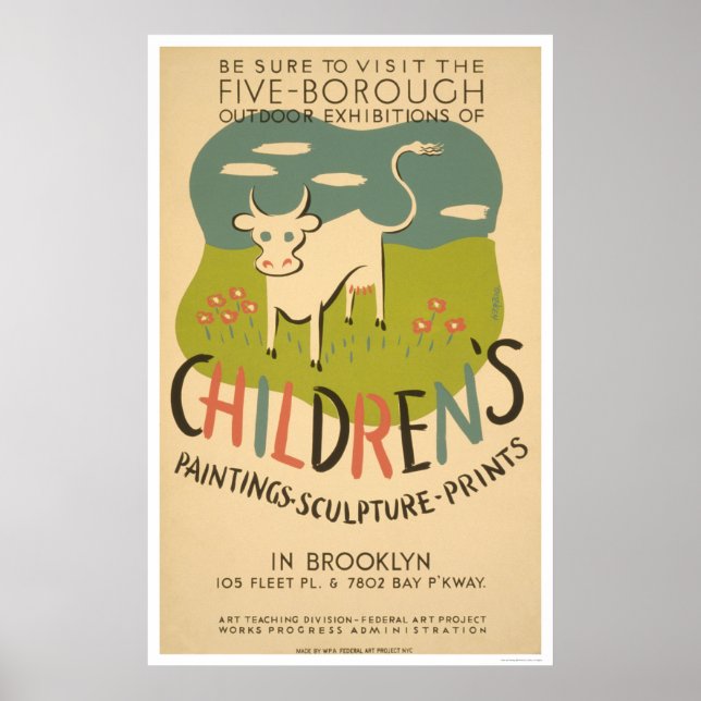 Poster Enfants Art Brooklyn 1938 WPA (Devant)