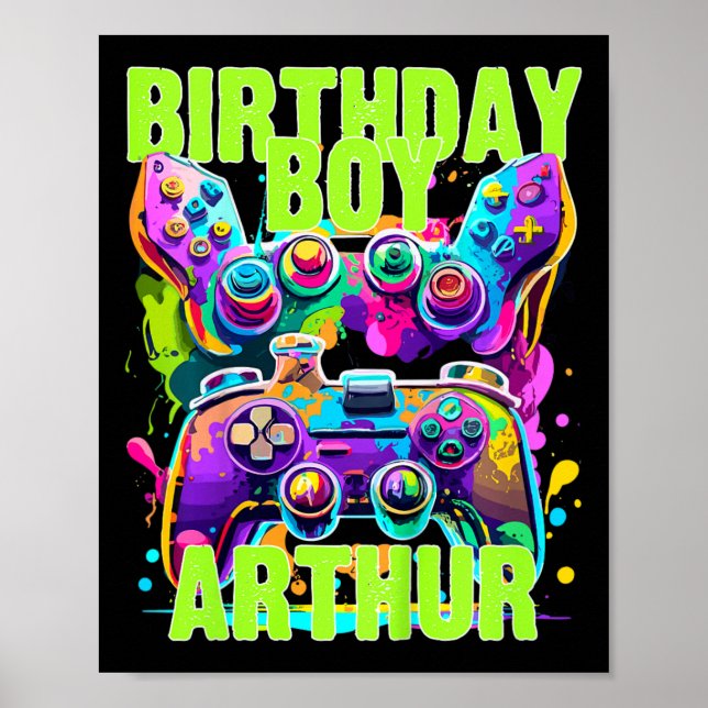 Poster Enfants Arthur Birthday Boy Vidéo Jeu Anniversaire (Devant)