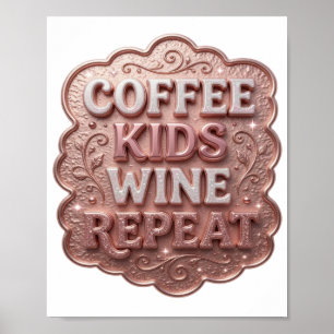 Poster Enfants au café rose frappant REPETEZ le design VI