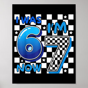 Poster Enfants Bleu Carreaux J'avais 6 ans Maintenant J'a