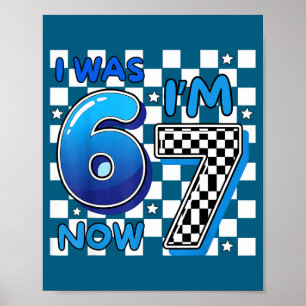 Poster Enfants bleus à carreaux j'avais 6 ans j'ai 7 ans 