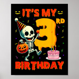 Poster Enfants Boo C'est mon 3e anniversaire Halloween Sq