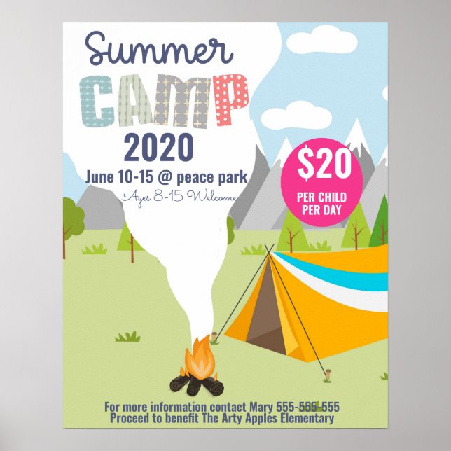 Poster enfants campeurs d'été flyer, école camper flyer (Devant)