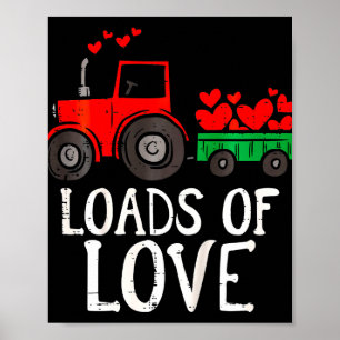 Poster Enfants Charges D'Amour Tracteur Joli Valentines J