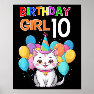 Poster Enfants Chat Anniversaire 10 Anniversaire Filles 1