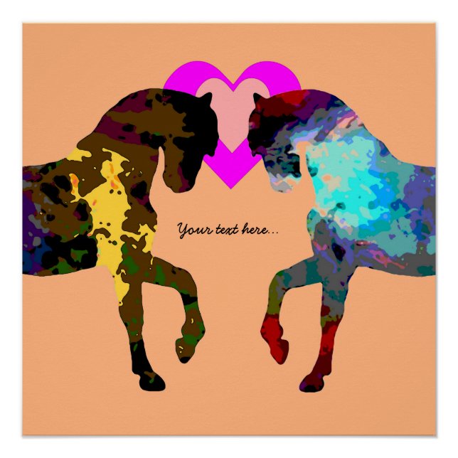 Poster Enfants Cheval et Coeurs (Devant)