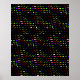Poster Enfants cool arc-en-ciel coloré mignon dinosaure