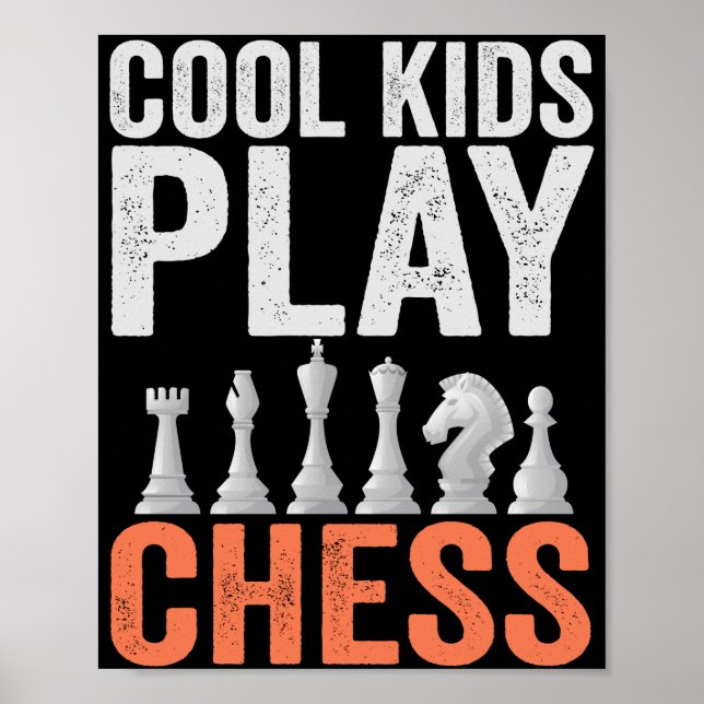 Poster Enfants cool Jouer aux échecs Amoureux du jeu d'éc (Devant)