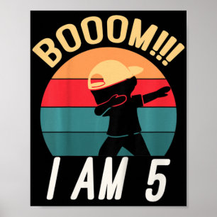 Poster Enfants Dabbing Anniversaire 5 ans Anniversaire te
