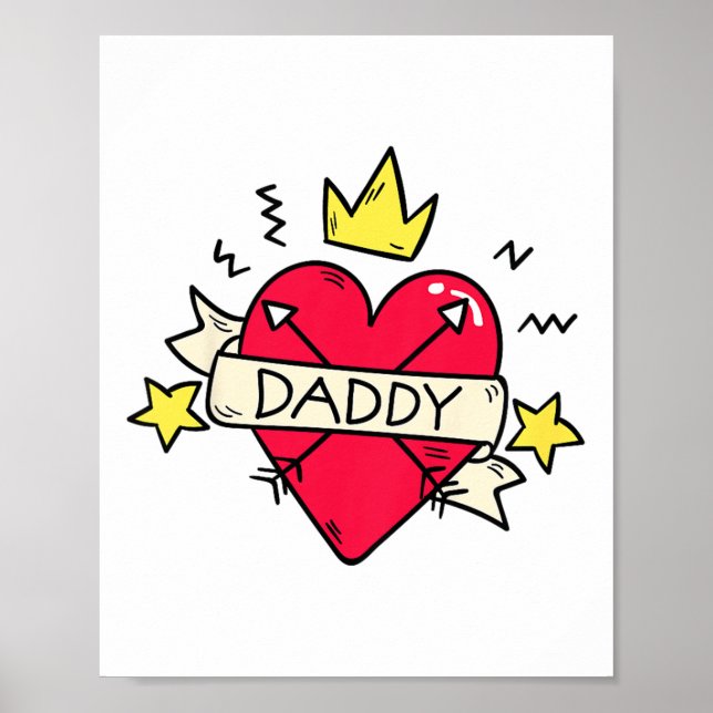 Poster Enfants Daddy Heart Tattoo Valentines Day Pour Gar (Devant)
