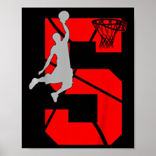 Poster Enfants de 5 ans 5ème Basketball Anniversaire Fête