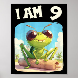 Poster Enfants de 9 ans 9 ans Anniversaire Criquet Garçon