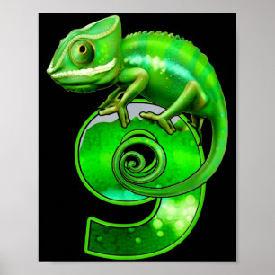 Poster Enfants de 9 ans lézard 9ème anniversaire