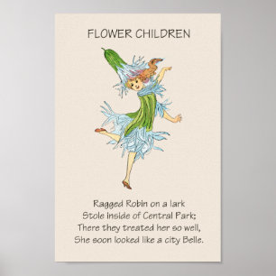 Poster Enfants des Fleurs de Livre Illustré Ancien RAGGED