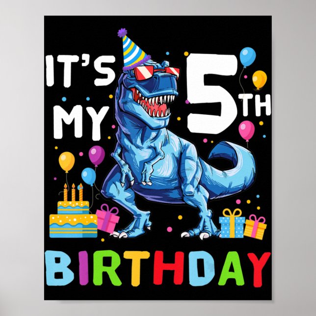 Poster Enfants Doux beigne C'est mon 5e anniversaire 5 an (Devant)
