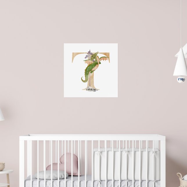 Poster Enfants Dragon Nom personnalisé Monogramme T Nurse (Pépinière 2)