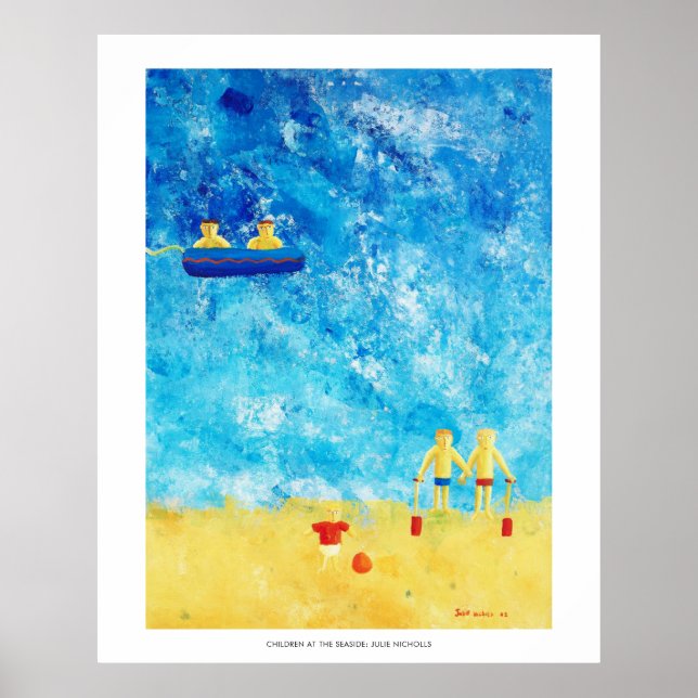 Poster Enfants en bord de mer Art contemporain Imprimer (Devant)