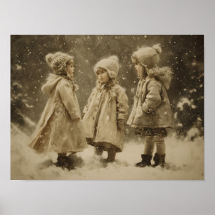 Poster Enfants en hiver