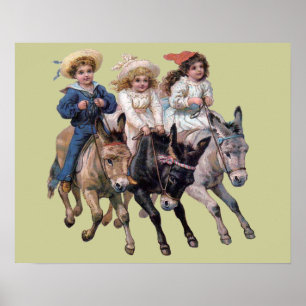 Poster Enfants et chevaux victoriens