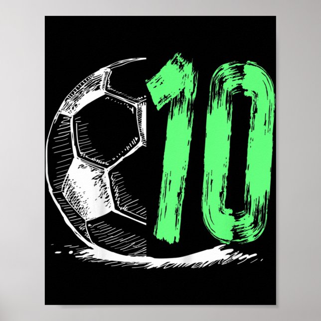 Poster Enfants Football 10 ans garçon fête d'anniversaire (Devant)