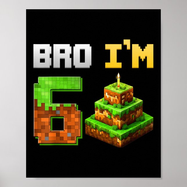 Poster Enfants Garçon Son 6ème Anniversaire Jeu de Bro Pi (Devant)