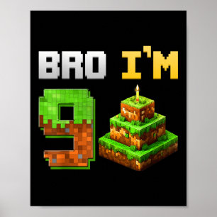 Poster Enfants Garçon Son 9e Anniversaire Jeu de Bro Pixe