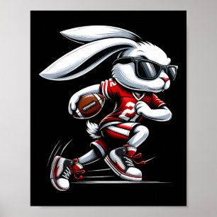 Poster Enfants Garçons Joyeuses Pâques Lapin Jouant au Fo