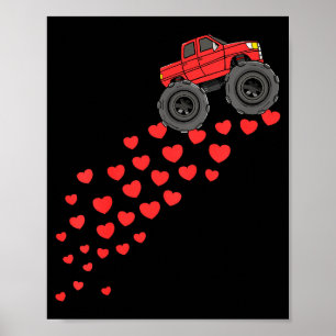 Poster Enfants Garçons Saint Valentin Monster Truck Cœurs
