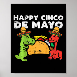 Poster Enfants Heureux Cinco De Mayo Dinos Taco Mexicain