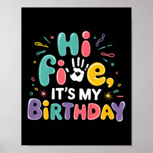 Poster Enfants Hi Five Son Anniversaire 5e fête d'anniver