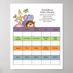 Poster Enfants HORAIRE/CALENDRIER Personnalisé