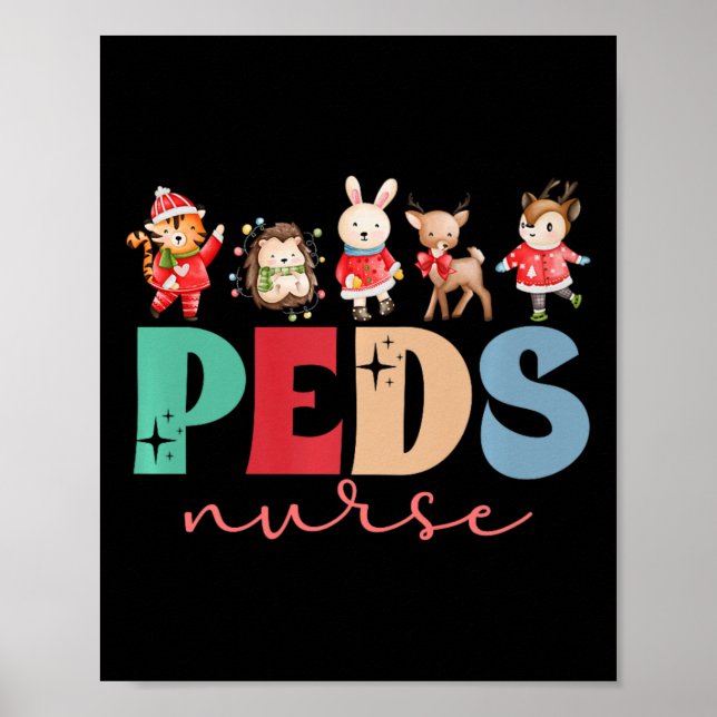 Poster Enfants Infirmière Noël Infirmière pédiatrique Noë (Devant)