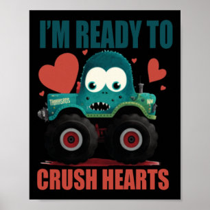 Poster Enfants J'écrase Coeurs Monster Truck Toddler Boys