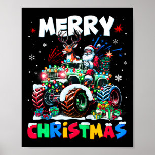 Poster Enfants Joyeux Noël Noël Lumières Monster Truck Sa