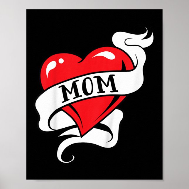 Poster Enfants Maman Tatouage Coeur pour les mères jour a (Devant)