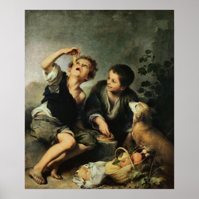 Poster Enfants mangeant une tarte, 1670-75 (Devant)