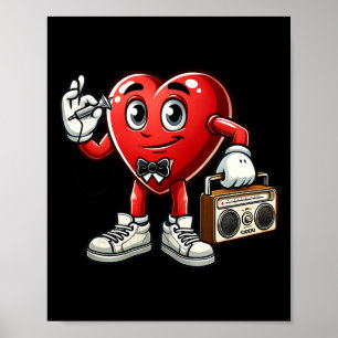 Poster Enfants Mens Retro 80s 90s Disco Danser Coeur Vale