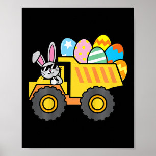 Poster Enfants mignonne Egg de Pâques Camion Lapin de Pâq