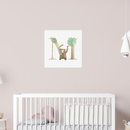 Poster Enfants mignons MONKEY Animal Monogram M Nursery