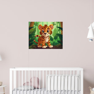 Poster Enfants mignons pépinière tigre jungle amoureux Po