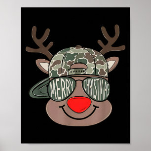 Poster Enfants Noël Camo Garçons Renne Camo Joyeux Noël