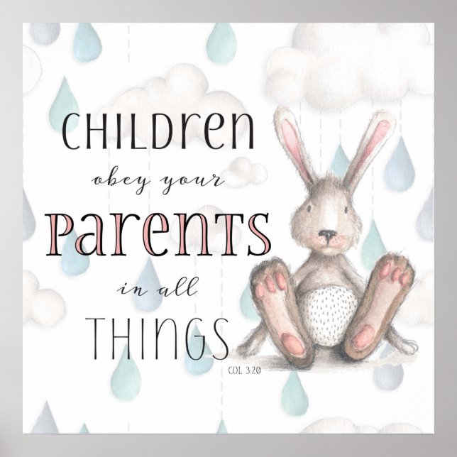 Poster Enfants Obéissez à vos parents - Col 3:20 (Devant)