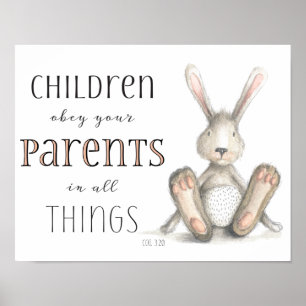 Poster Enfants Obéissez à vos parents-Col 3:20