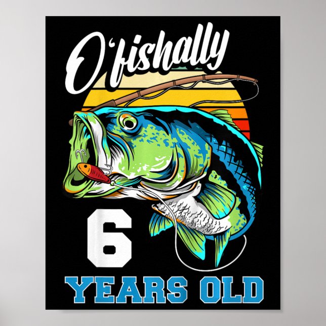 Poster Enfants Ofish 6 Ans Pêcheur 6e Anniversaire (Devant)