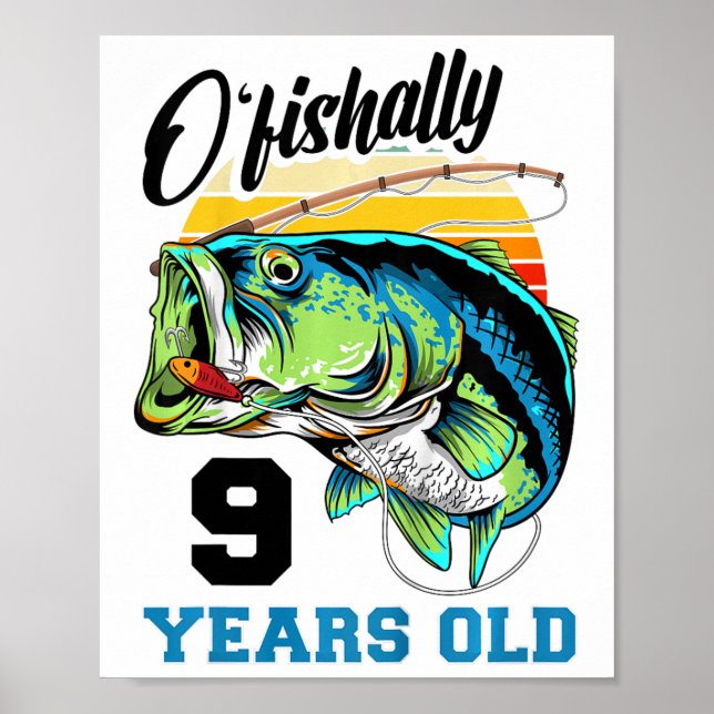 Poster Enfants O'fish 9 ans 9e anniversaire Pêche B (Devant)