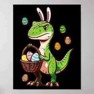 Poster Enfants Pâques Dinosaure Trex Œuf Chasse Garçons E