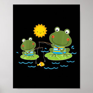 Poster Enfants pêchant des grenouilles joli pêcheur