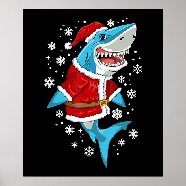 Poster Enfants Père Noël Sharkmas Noël Enfants (Devant)